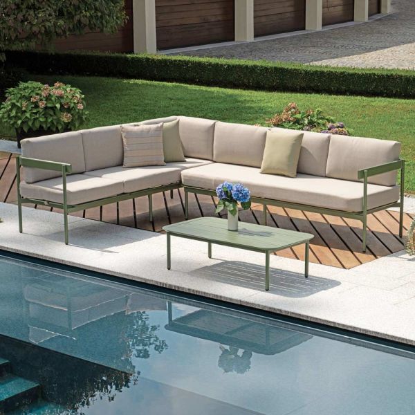 Gartenlounge mit 2 sofas und 1 aluminium-couchtisch - daisy