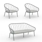 Gartenlounge mit 2 Sesseln und 1 2-Sitzer-Sofa Made in Italy - Fontana Viadurini