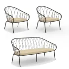 Gartenlounge mit 2 Sesseln und 1 2-Sitzer-Sofa Made in Italy - Fontana Viadurini
