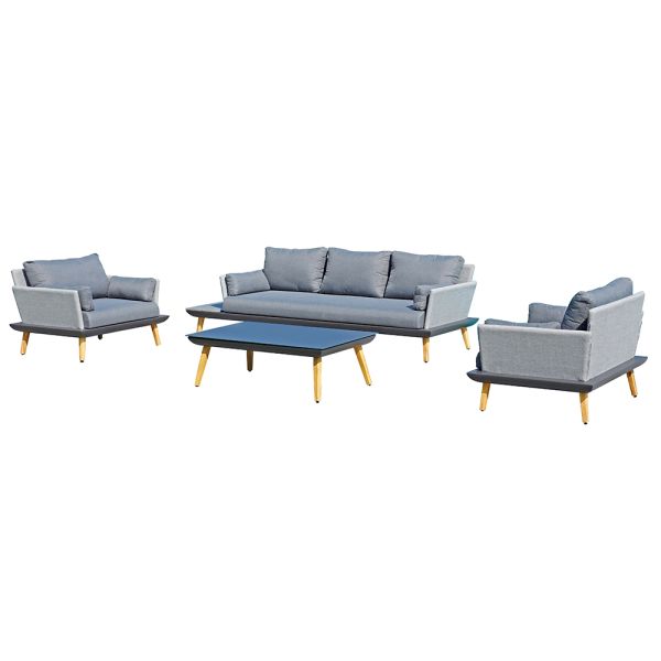 Garden lounge mit anthrazitgrauer aluminiumstruktur - fouquer