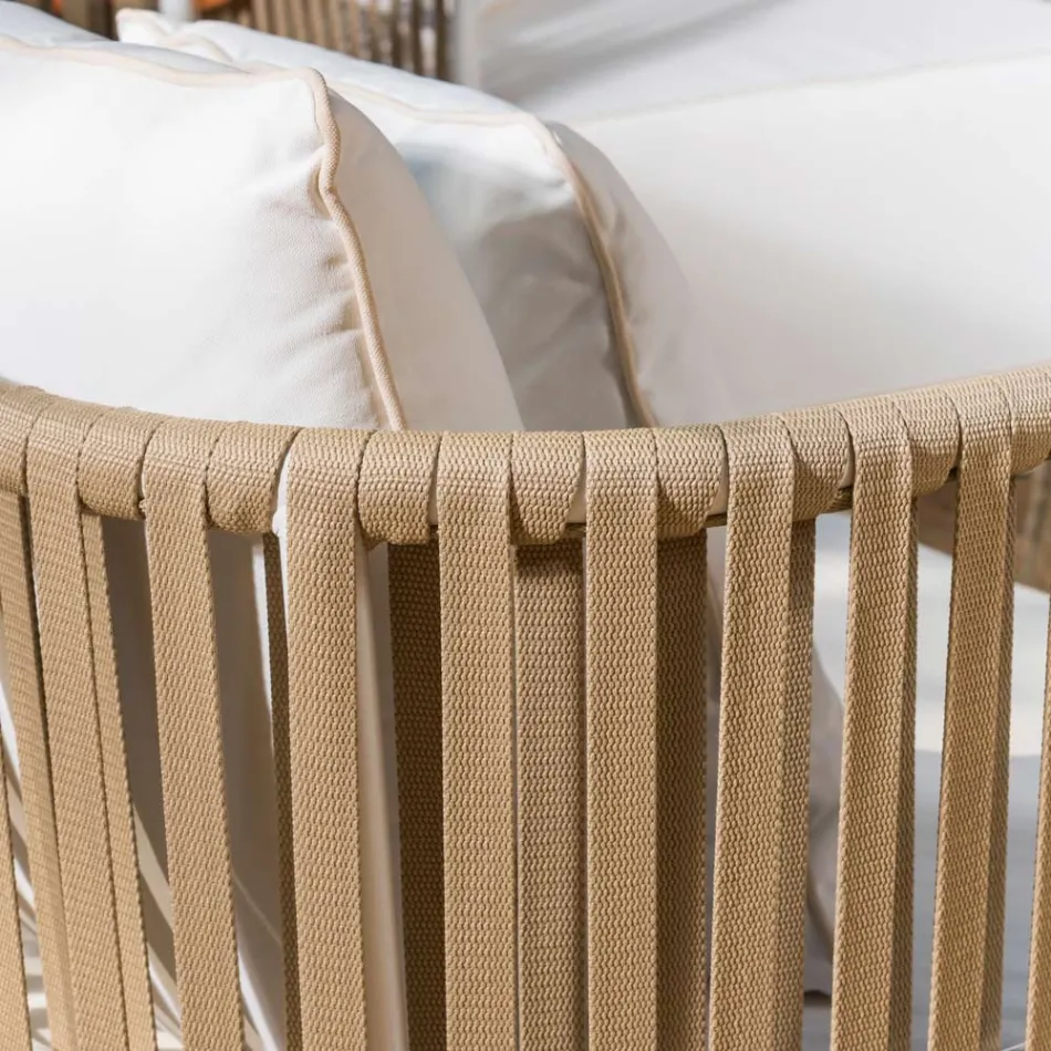 Gartenlounge aus weißem Aluminium und Stoff - Eugene Viadurini