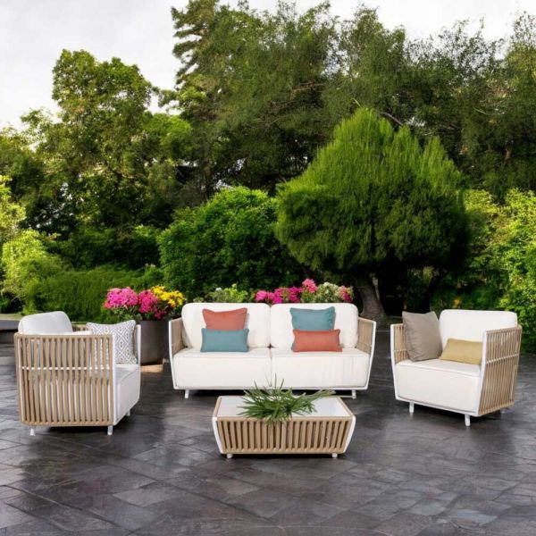 Gartenlounge aus weißem aluminium und stoff - eugene