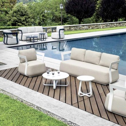 Gartenlounge-Set aus Aluminium und 2 Couchtische aus Aluminium - Brisa Viadurini