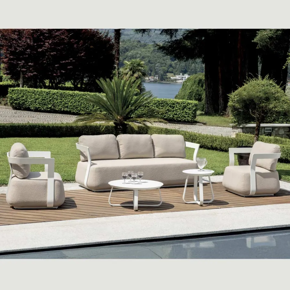 Gartenlounge-Set aus Aluminium und 2 Couchtische aus Aluminium - Brisa Viadurini