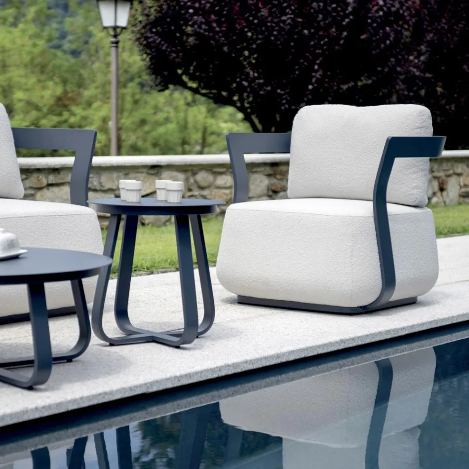 Gartenlounge-Set aus Aluminium und 2 Couchtische aus Aluminium - Brisa Viadurini