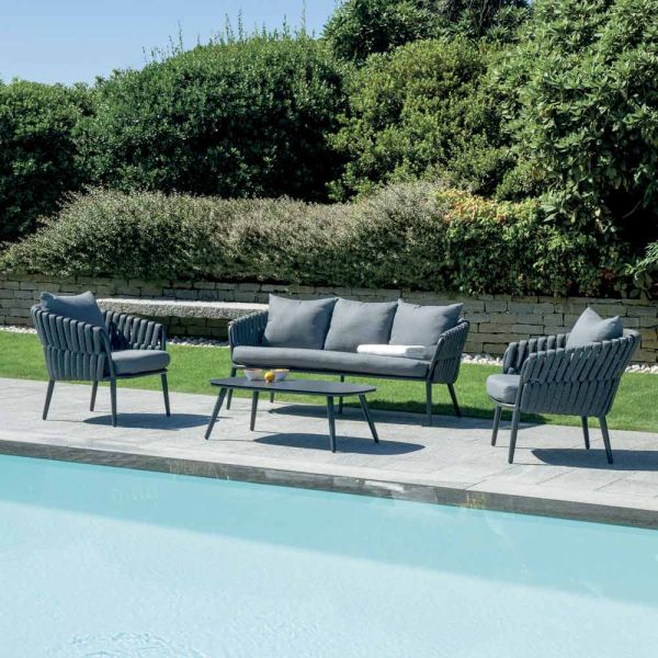 Narin gartenlounge-set aus aluminium und seil mit polsterung und kissen