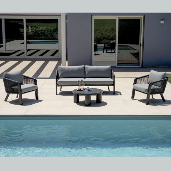 Smeria garten-lounge-set aus aluminium und gewebtem seil mit kissen