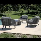 Smeria Garten-Lounge-Set aus Aluminium und gewebtem Seil mit Kissen Viadurini