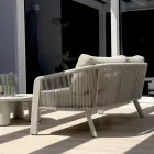 Smeria Garten-Lounge-Set aus Aluminium und gewebtem Seil mit Kissen Viadurini