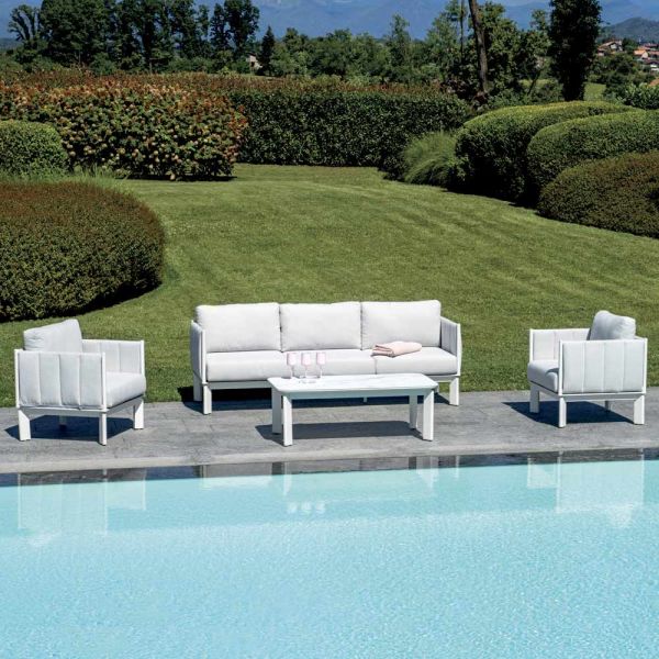 Gartenlounge-set aus aluminium und stoff mit polsterung und kissen - vetra