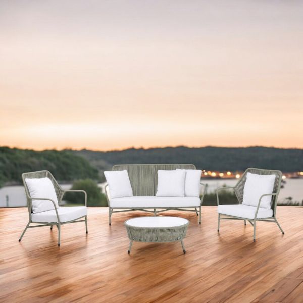 Gartenlounge aus aluminium und seilgeflecht - asteria