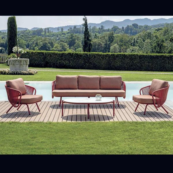 Rotes oder grünes aluminium-garten-wohnzimmer - regalrise