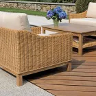 Gartenlounge-Set aus Holz mit Rattan und abnehmbaren Kissen - Silvara Viadurini
