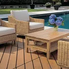 Gartenlounge-Set aus Holz mit Rattan und abnehmbaren Kissen - Silvara Viadurini