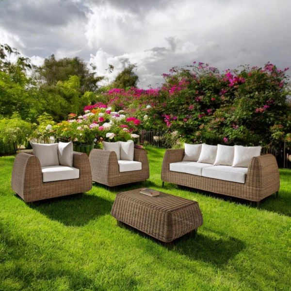Handgewebtes gartenset aus polyrattan – charlie