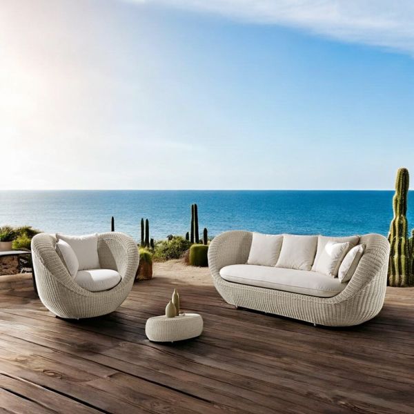 Gartenlounge-set aus handgeflochtenem polyrattan - eder