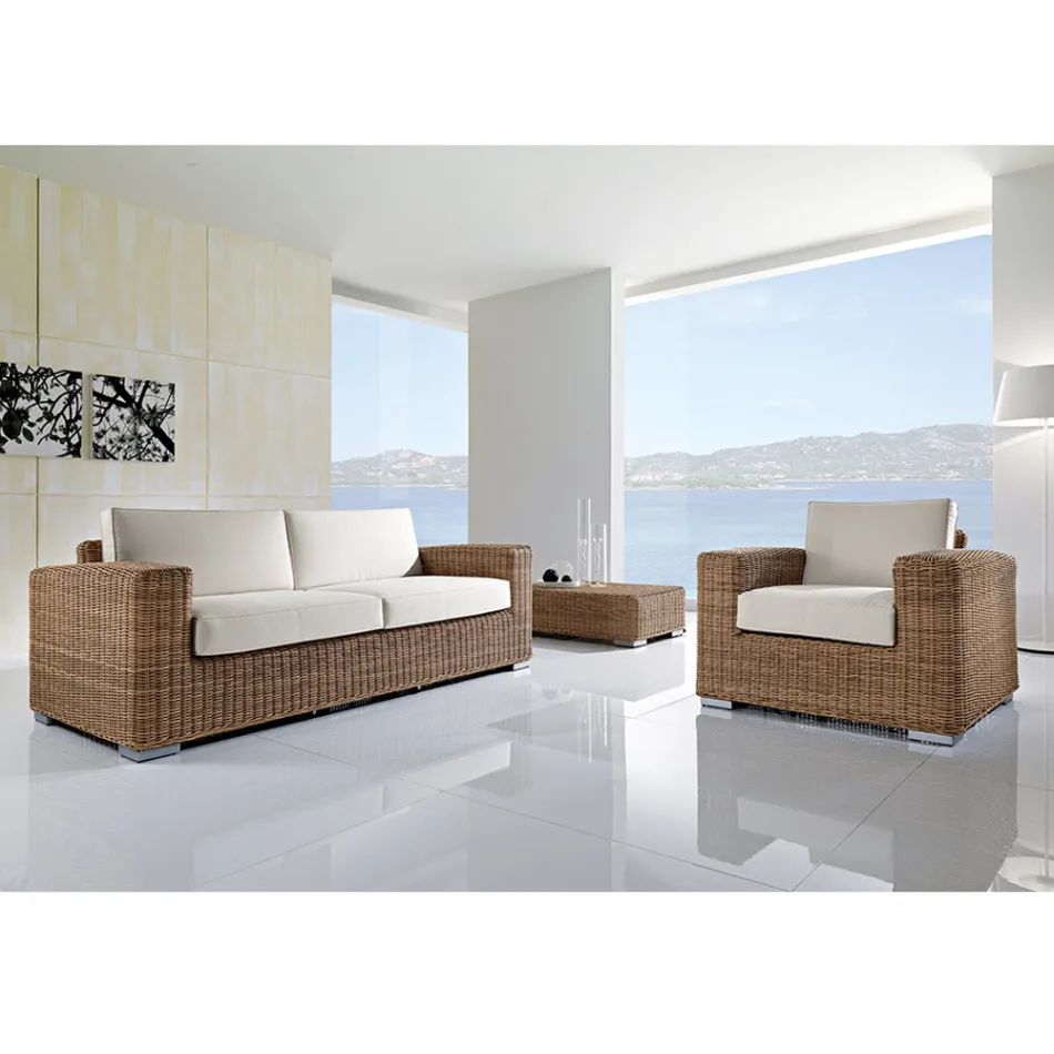 Handgewebte Gartenlounge aus Polyrattan - Yoko Viadurini