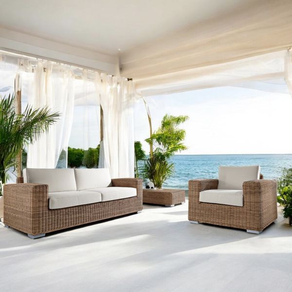 Handgewebte gartenlounge aus polyrattan - yoko