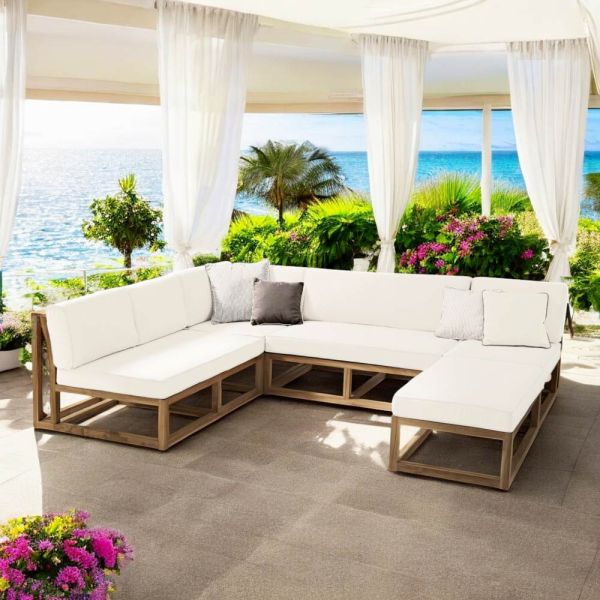 Gartenlounge aus teak mit kissen - circe