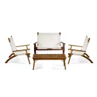 Wohnzimmer aus geöltem Akazienholz in Naturfarbe und Stoff - Bottega Viadurini