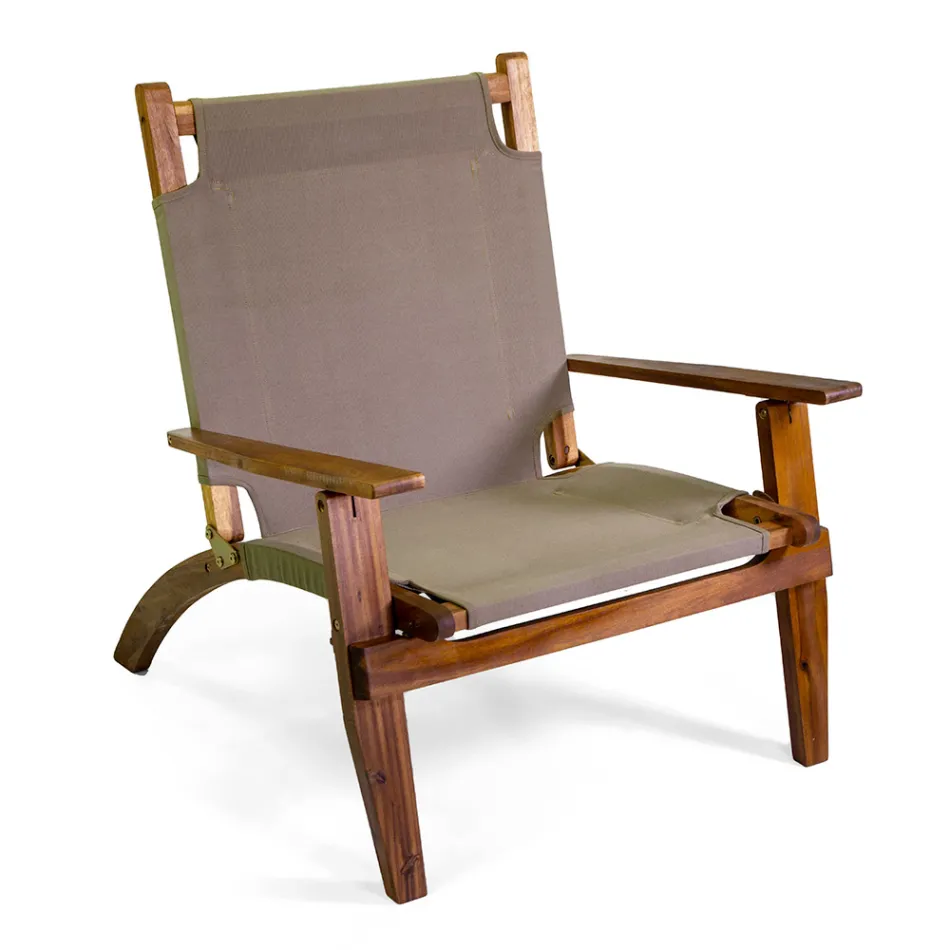 Wohnzimmer aus geöltem Akazienholz in Naturfarbe und Stoff - Bottega Viadurini