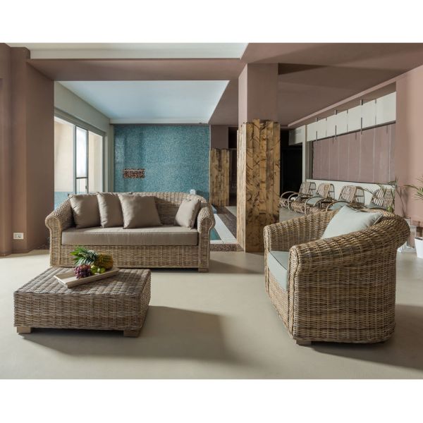 Lounge im freien aus natürlicher kubù-faser mit kissen - isildur