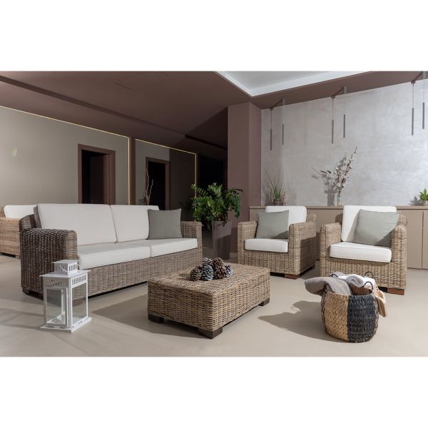 Outdoor-lounge in grauem kubù mit kissen inklusive – cerys