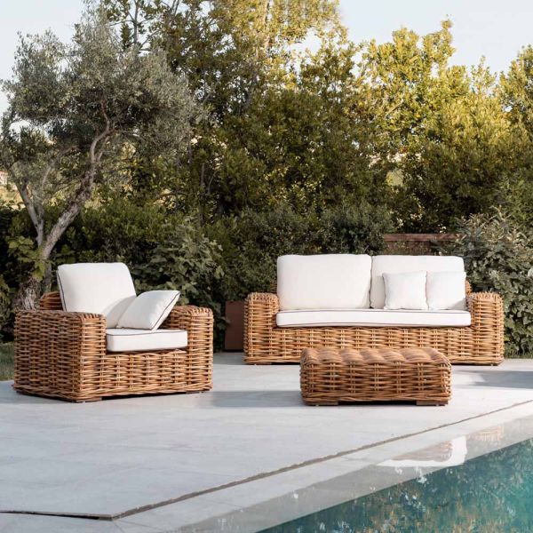 Wohnzimmer im freien aus natürlichem rattan, inklusive kissen, – keira