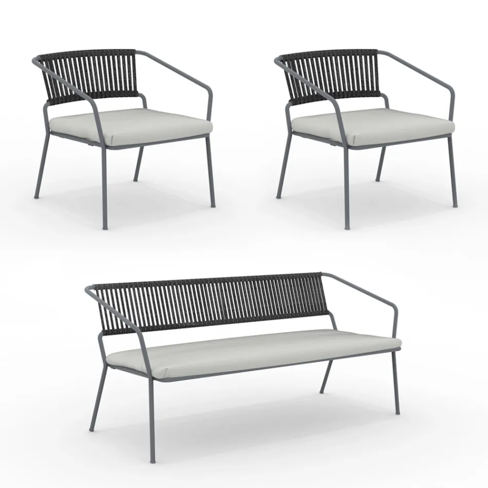 Gartenlounge mit Sesseln und Metallsofa Made in Italy - Prato Viadurini