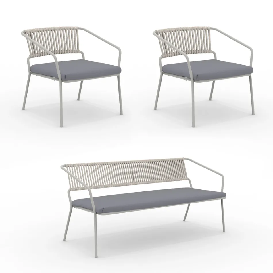 Gartenlounge mit Sesseln und Metallsofa Made in Italy - Prato Viadurini