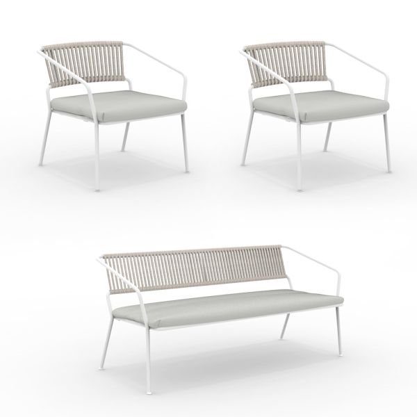 Gartenlounge mit sesseln und metallsofa made in italy - prato
