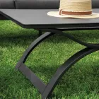 Wohnzimmer aus Aluminium mit Armlehnen aus brasilianischem Teakholz - Tagebuch Viadurini