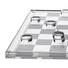 Designer-Schach- und Damespielset aus Plexiglas mit Schublade, hergestellt in Italien - Elora Viadurini