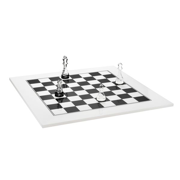Modernes schachbrett aus schwarzem oder weißem plexiglas made in italy – schachmatt