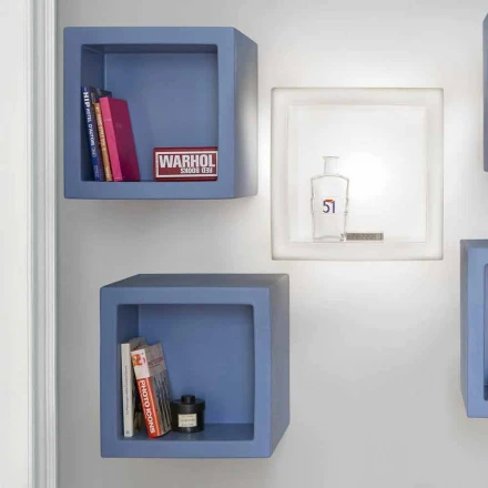 Würfel farbiges Regal Slide Open Cube modernes Design in Italien hergestellt Viadurini