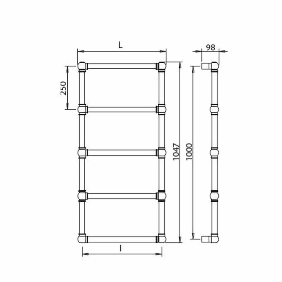 Modularer hydraulischer Handtuchwärmer 194 W Chrom-Messingrohr - Caesar Viadurini