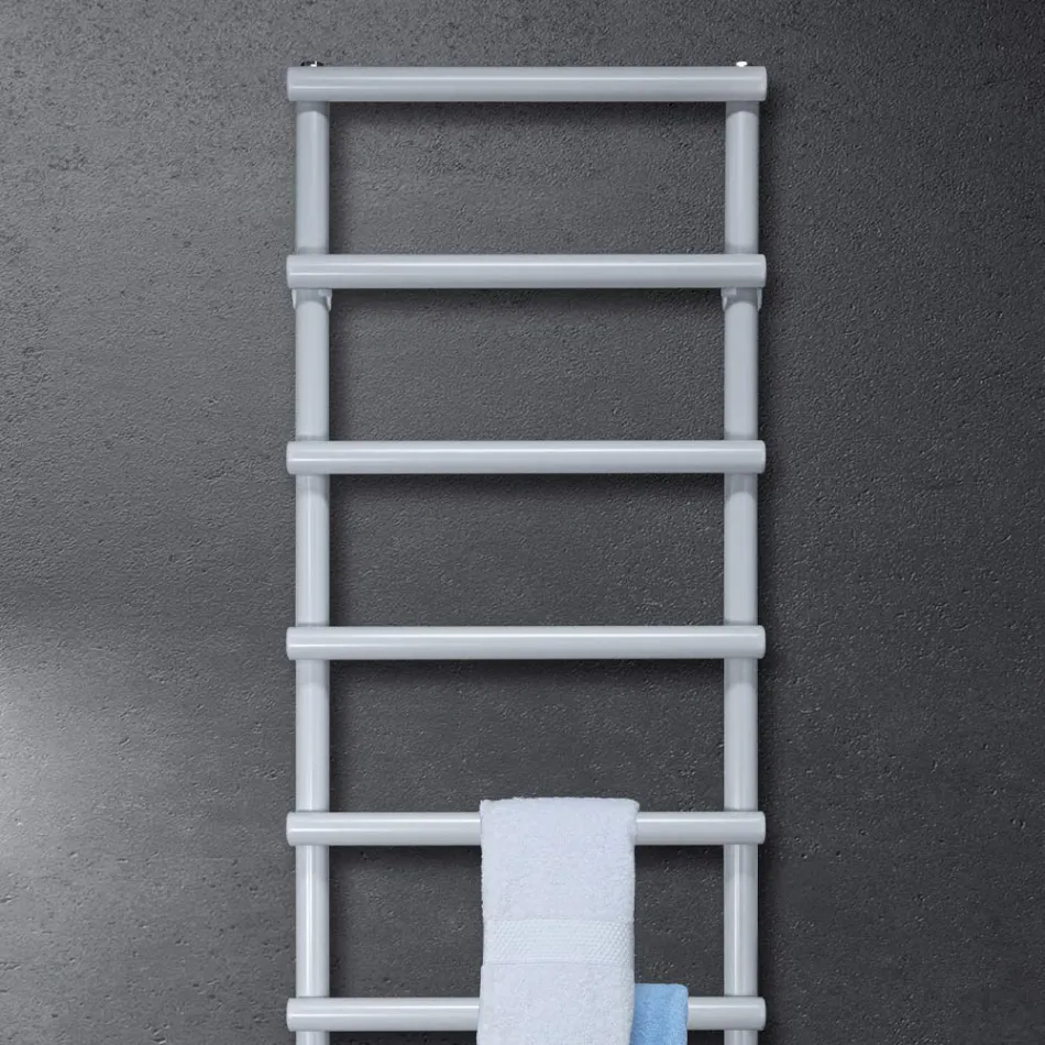 Elektrischer Handtuchwärmer mit kreisförmigen Elementen, hergestellt in Italien – Erdbeere Viadurini