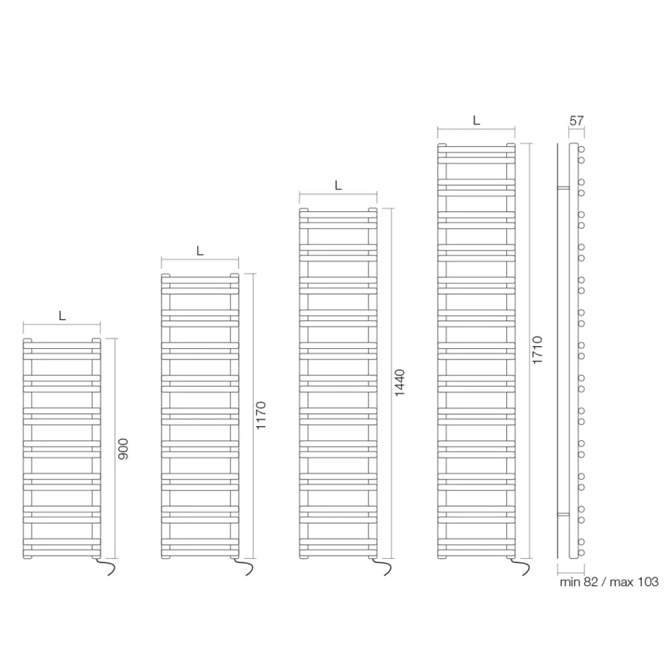 Elektrischer Handtuchwärmer mit horizontalen Heizelementen, hergestellt in Italien - Amaretti Viadurini