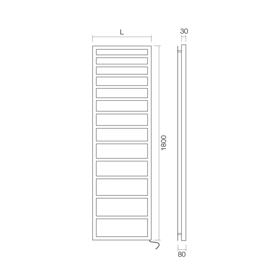 Elektrischer Handtuchwärmer mit einfachen Linien aus Stahl, hergestellt in Italien – Pistazie Viadurini