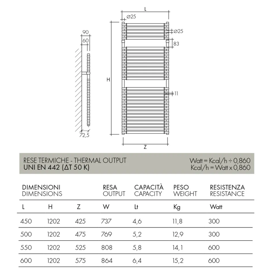 Hydraulischer Handtuchwärmer aus Stahl, Chrom und Gold, Made in Italy - Laura Viadurini
