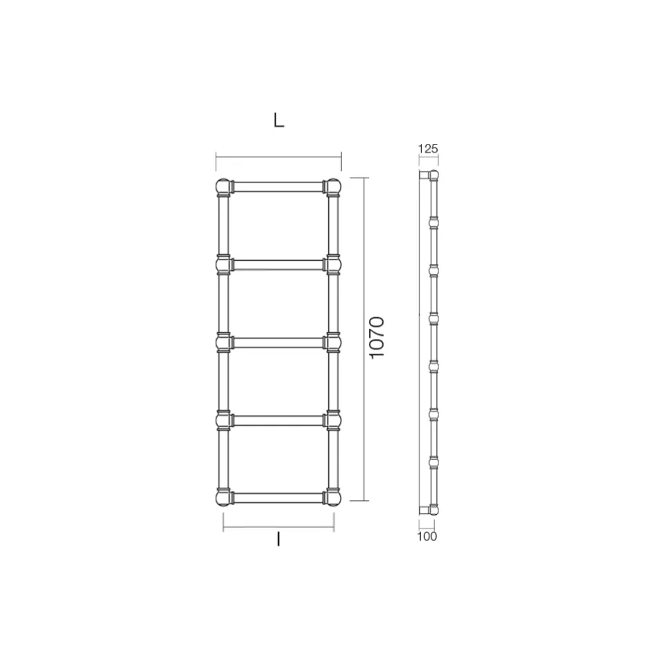 Hydraulischer Handtuchwärmer aus Messing mit Verbindungskugeln, hergestellt in Italien – Ricotta Viadurini