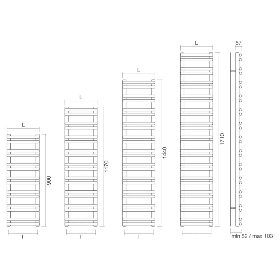 Amaretti Handtuchwärmer mit horizontalen Elementen, hergestellt in Italien Viadurini