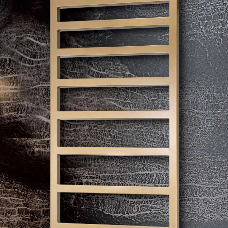 Gemischter Handtuchwärmer mit einfachen Linien aus Stahl, hergestellt in Italien – Pistazie Viadurini