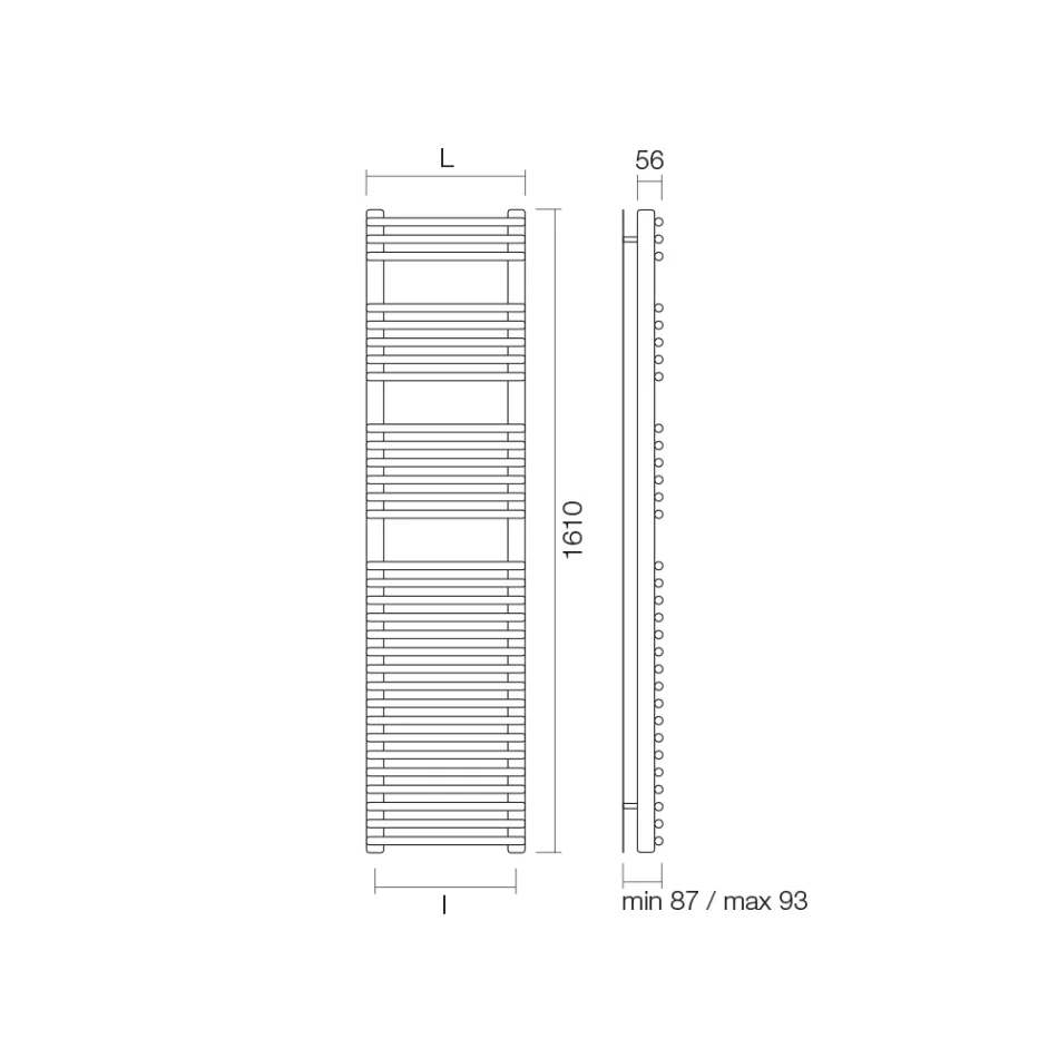 Gemischter Handtuchwärmer aus satiniertem Stahl, hergestellt in Italien – Peel Viadurini