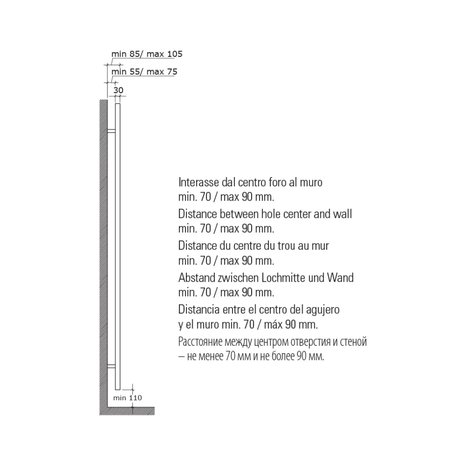 Einzelner hydraulischer Handtuchwärmer aus Kohlenstoffstahl Rost Made in Italy - Alan Viadurini