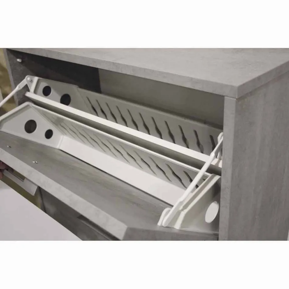 Zweireihiger Schuhschrank mit Klappe aus Cleaf Senis Zementmelamin Viadurini