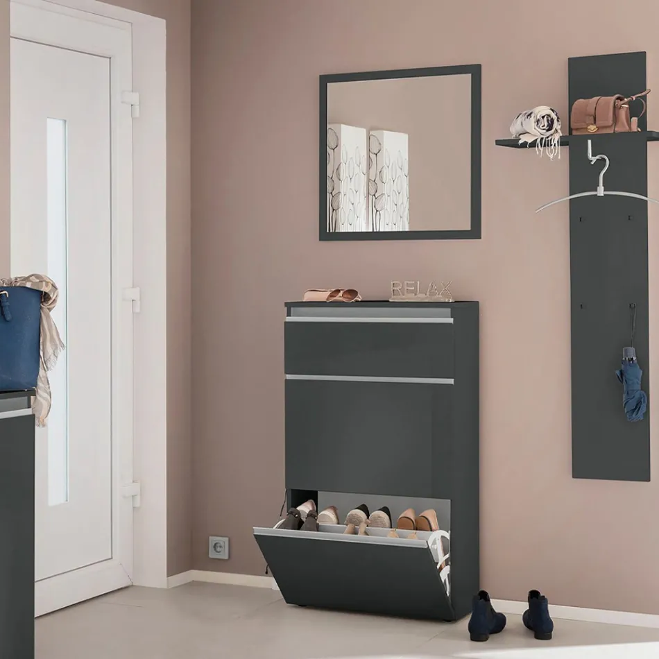 Schuhschrank Weiß oder Anthrazit 3 Türen Nachhaltiges Holzdesign - Emanuelito Viadurini