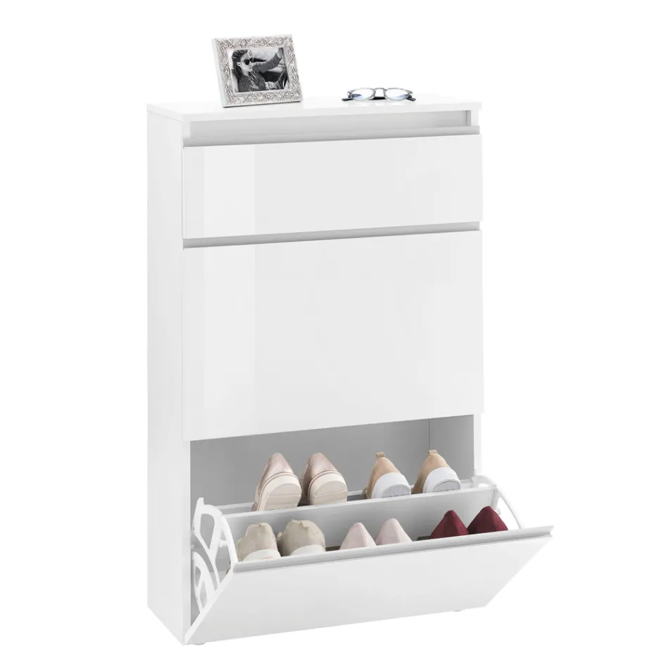 Schuhschrank Weiß oder Anthrazit 3 Türen Nachhaltiges Holzdesign - Emanuelito Viadurini