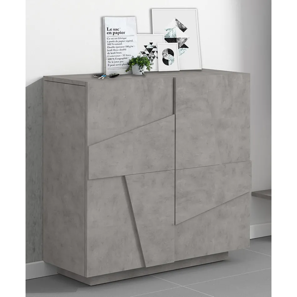 Indoor-Schuhschrank mit 2 Melamintüren Made in Italy - Naditza Viadurini