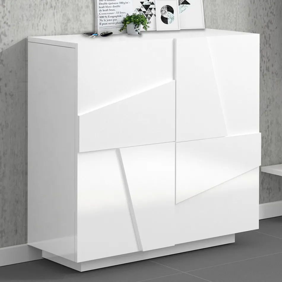 Indoor-Schuhschrank mit 2 Melamintüren Made in Italy - Naditza Viadurini